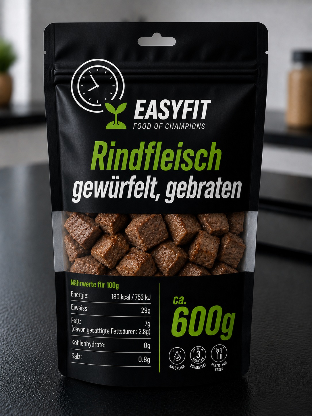 Rindfleisch gewürfelt, gebraten